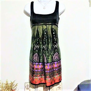 Anthropologie Geometric Silk Cocktail Dress